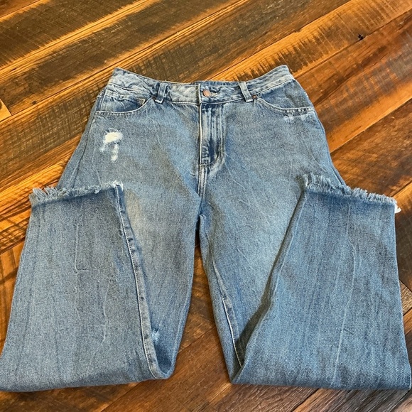 Vintage 90s Esprit Denim Straight Leg Jeans Distressed Med Wash size 27 - Picture 3 of 11